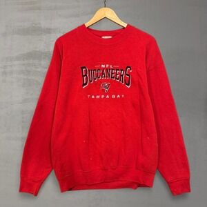 Vintage Lee Sport Tampa Bay Buccaneers Sweatshirt Red Embroidered Large